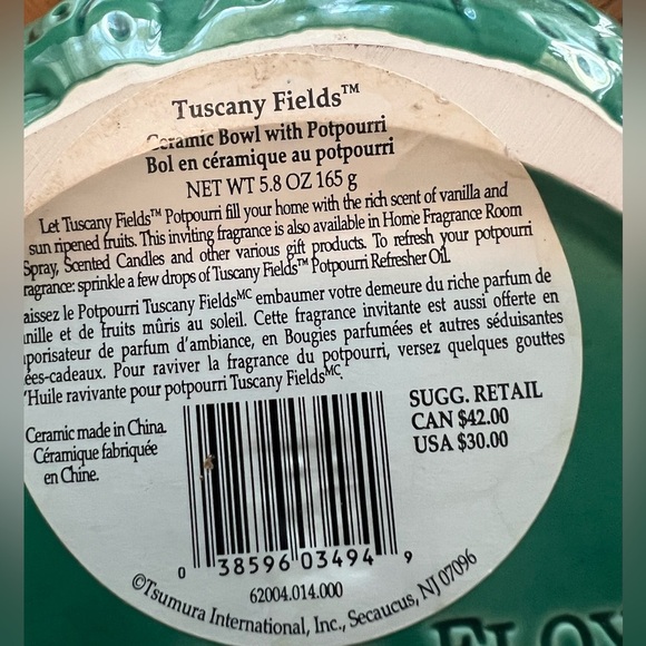 Fitz and Floyd hand painted ceramic bowl(does not include potpourri)green/yellow - Picture 4 of 8